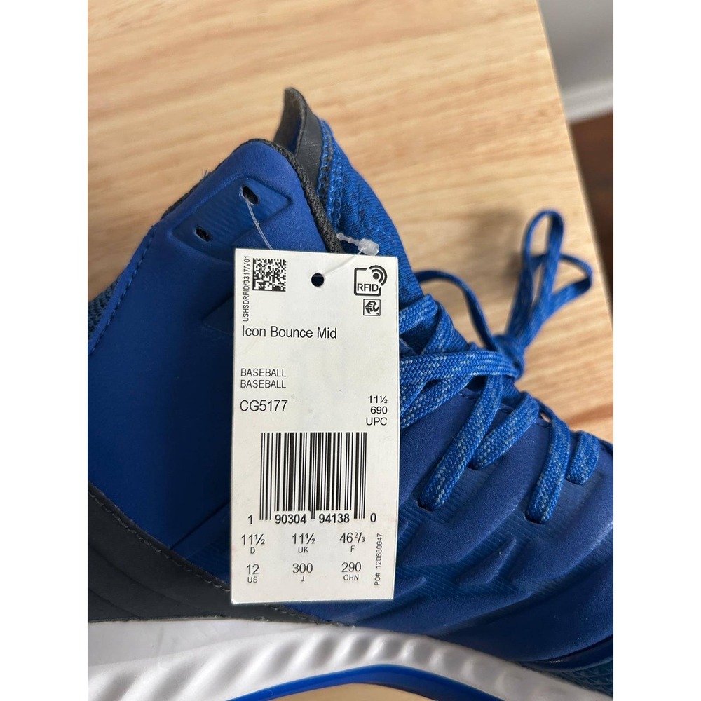 Adidas Icon Bounce Mid Baseball Cleats Royal Blue White CG5177 Mens Size 12